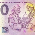 Pope Francis and Pope Emeritus Benedict XVI 2019-1 0 euro souvenir banknote zero euro