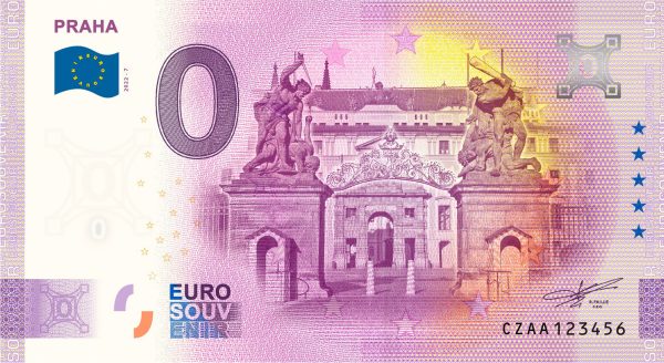 Praha 2022-7 0 euro souvenir bankovka ceska republika