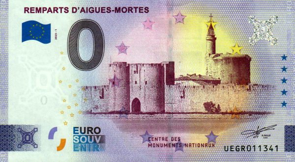 Remparts D´Aigues-Mortes 2023-1 0 euro souvenir france banknotes