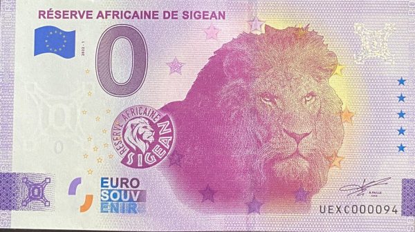 Réserve Africaine de Sigean 2022-1 0 euro souvenir banknotes france