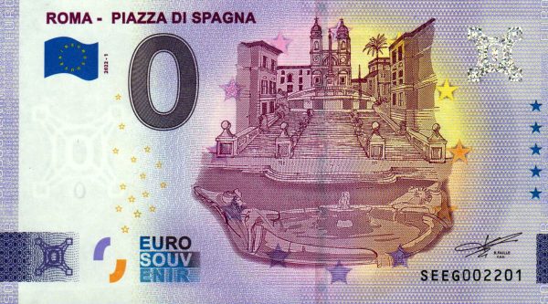 Roma – Piazza di Spagna 2022-1 0 euro souvenir banknotes italy