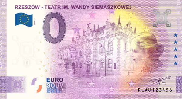 Rzeszów – Teatr Im. Wandy Siemaszkowej 2021-1 0 euro souvenir banknote poland