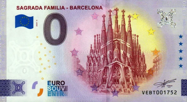 Sagrada Familia – Barcelona 2024-6 0 euro souvenir banknotes spain