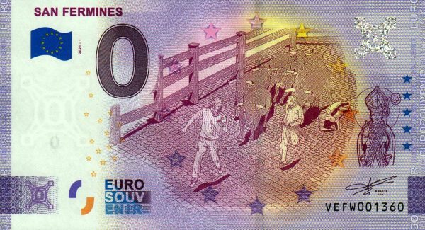 San Fermines 2021-1 0 euro souvenir banknote spain