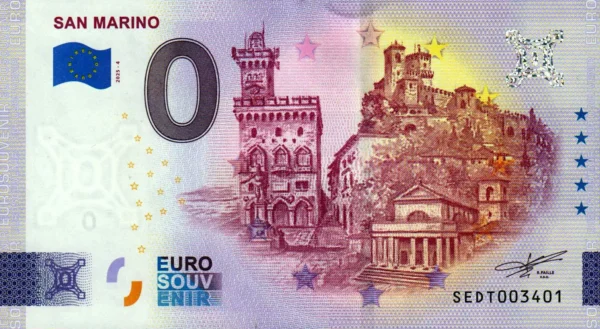 San Marino 2025-4 0 euro souvenir banknotes italy