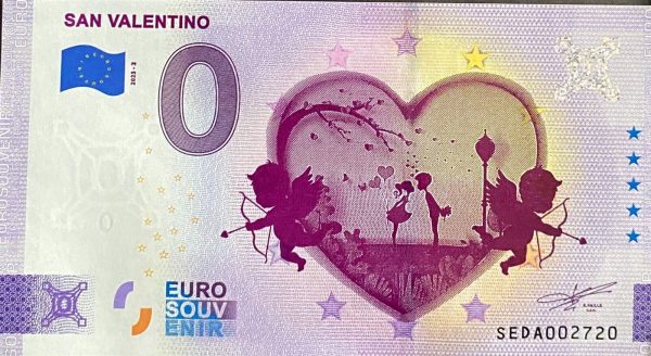 San Valentino 2023-2 0 euro souvenir italy banknotes