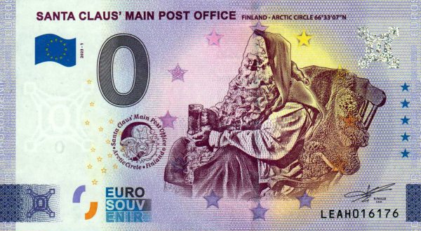 Santa Claus' Main Post Office 2023-1 0 euro souvenir banknotes finland