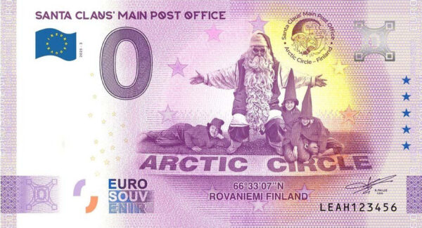 Santa Claus Main Post Office 2025-3 0 euro souvenir banknotes finland