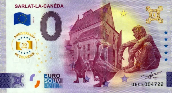 Sarlat-la-Canéda 2025-7 0 euro souvenir banknotes france anniversary