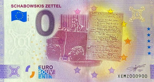 Schabowskis Zettel 2020-36 0 euro souvenir germany banknote schein