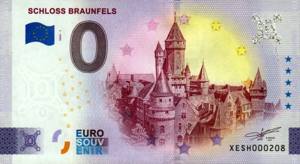 Schloss Braunfels 2025-1 0 euro souvenir banknotes germany
