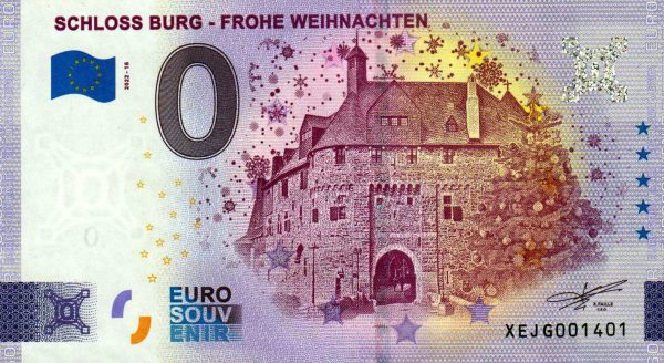 Schloss Burg – Frohe Weihnachten 2022-16 0 euro souvenir banknotes germany
