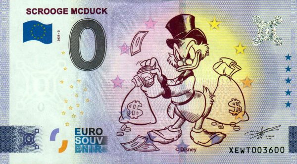 Scrooge McDuck 2023-3 0 euro souvenir germany banknotes