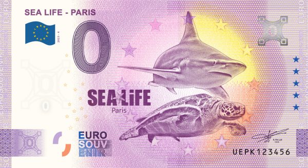 Sea Life Paris 2023-4 0 euro souvenir france banknotes