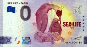 Sea Life Paris 2025-3 0 euro souvenir banknotes france