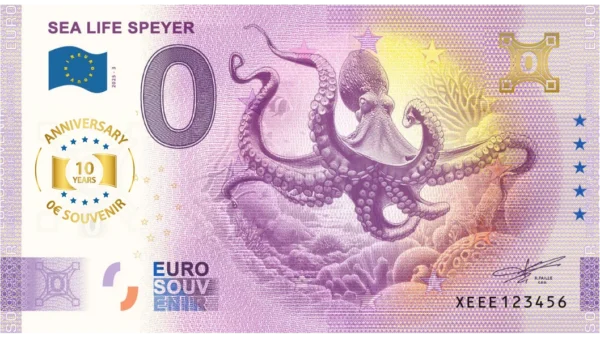 Sea Life Speyer 2025-3 0 euro souvenir anniversary germany banknotes