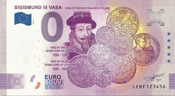 Sigismund III Vasa 2020-1 0 euro souvenir banknote finland