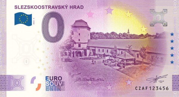 Slezskoostravský hrad 2023-3 0 euro souvenir bankovka ceska republika