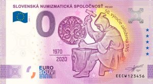 Slovenská numizmatická spoločnosť 2020-1 0 euro souvenir bankovka slovensko