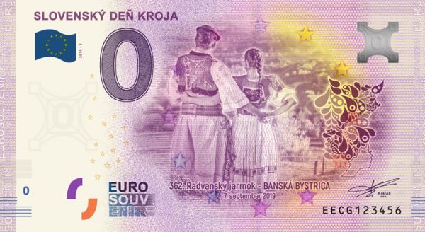 Slovenský deň kroja 2019-1 0 euro souvenir bankovka slovensko zero euro banknote slovakia banska bystrica