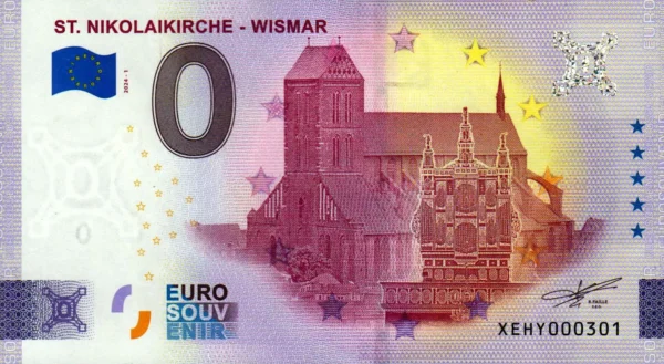 St. Nikolaikirche – Wismar 2024-1 0 euro souvenir banknotes germany