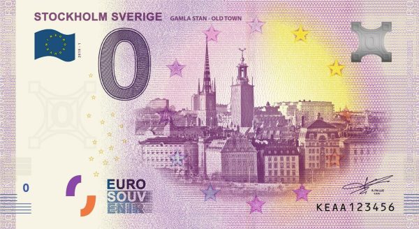 Stockholm Sverige 2019-1 zero euro souvenir 0€ bankovka