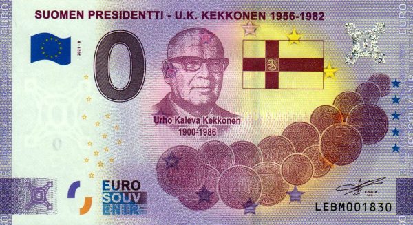 Suomen Presidentti – U. K. Kekkonen 1956-1982 2021-8 0 euro souvenir banknotes finland