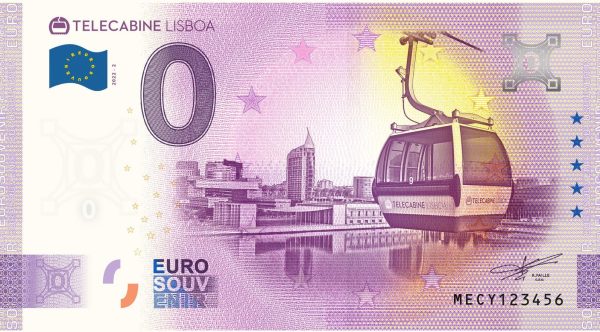 Telecabine Lisboa 2022-2 0 euro souvenir banknotes portugal