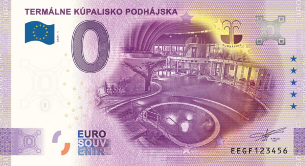 Termálne kúpalisko Podhájska 2024-1 0 euro souvenir bankovka slovensko
