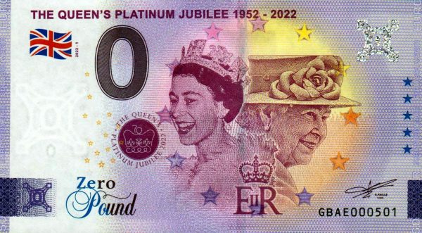 The Queen´s Platinum Jubilee 1952-2022 2022-1 zero pound souvenir great britain