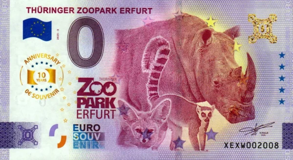 Thuringer Zoopark Erfurt 2025-3 0 euro souvenir germany anniversary