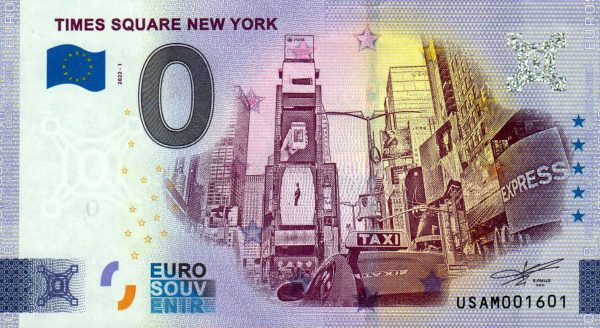 Times Square New York 2022-1 0 euro souvenir banknotes us