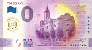 Topoľčany 2025-2 0 euro souvenir bankovka slovensko anniversary