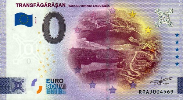 Transfagarasan 2022-1 0 euro souvenir banknotes romania