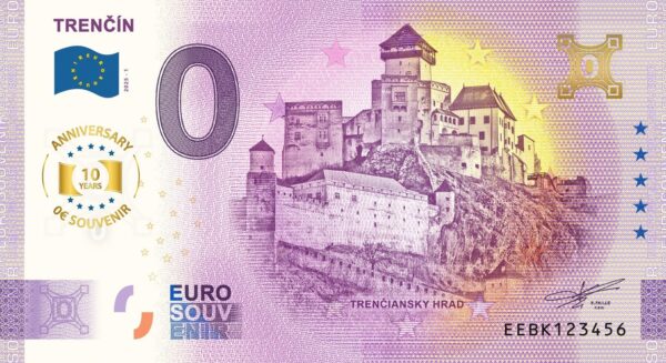 Trenčín 2025-1 0 euro souvenir anniversary bankovka slovensko