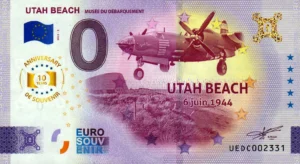 Utah Beach 2025-5 6 Juin 1944 anniversary 0 euro souvenir banknotes france