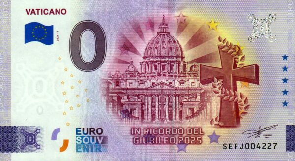 Vaticano 2024-1 giubileo 2025 0 euro souvenir banknotes