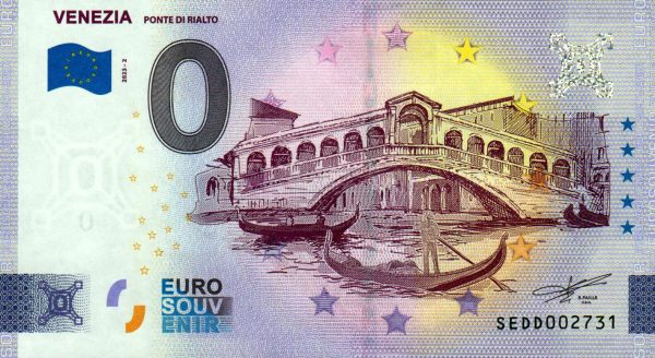 Venezia 2023-2 Ponte di Rialto 0 euro souvenir italy banknote