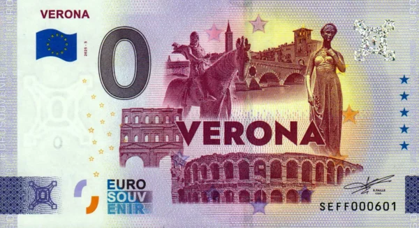 Verona 2025-5 0 euro souvenir banknotes italy