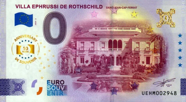 Villa Ephrussi de Rotschild 2025-2 0 euro souvenir bankntoes france anniversary