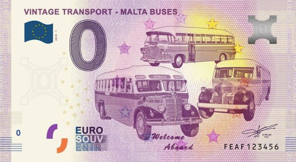 Vintage Transport – Malta Buses 2019-1 0 euro souvenir schein zeroeuro banknote
