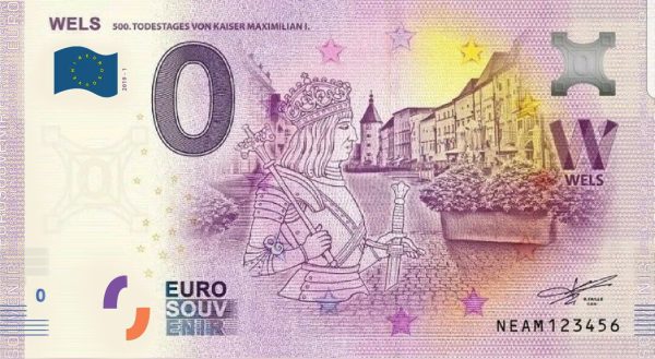 Wels 2019-1 0 euro souvenir bankovka zeroeuro banknote austria