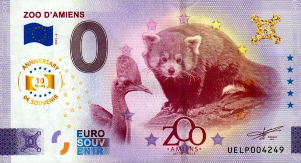 ZOO D´Amiens 2025-4 0 euro souvenir banknotes france anniversary