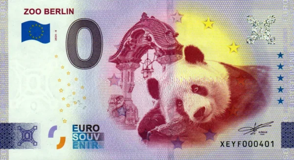 Zoo Berlin 2024-4 Panda 0 euro souvenir banknotes germany
