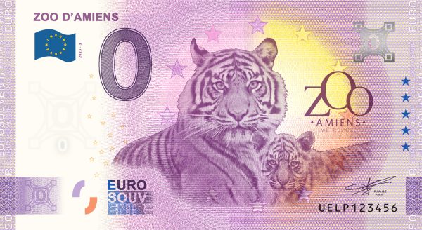 Zoo D´Amiens 2023-3 0 euro souvenir france banknotes