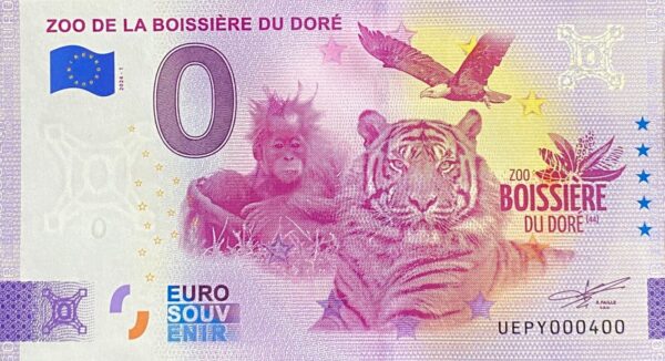 Zoo de la Boissière du Doré 2024-1 0 euro souvenir banknotes france