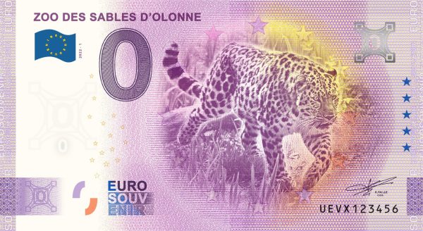 Zoo des Sables D'Olonne 2022-1 0 euro souvenir france banknotes
