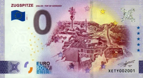 Zugspitze 2023-1 0 euro souvenir banknotes germany