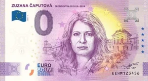 Zuzana Čaputová 2026-5 0 euro souvenir bankovka slovensko