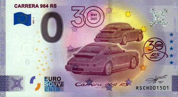 carrera 964 rs 2021-1 0 euro souvenir banknotes switzerland